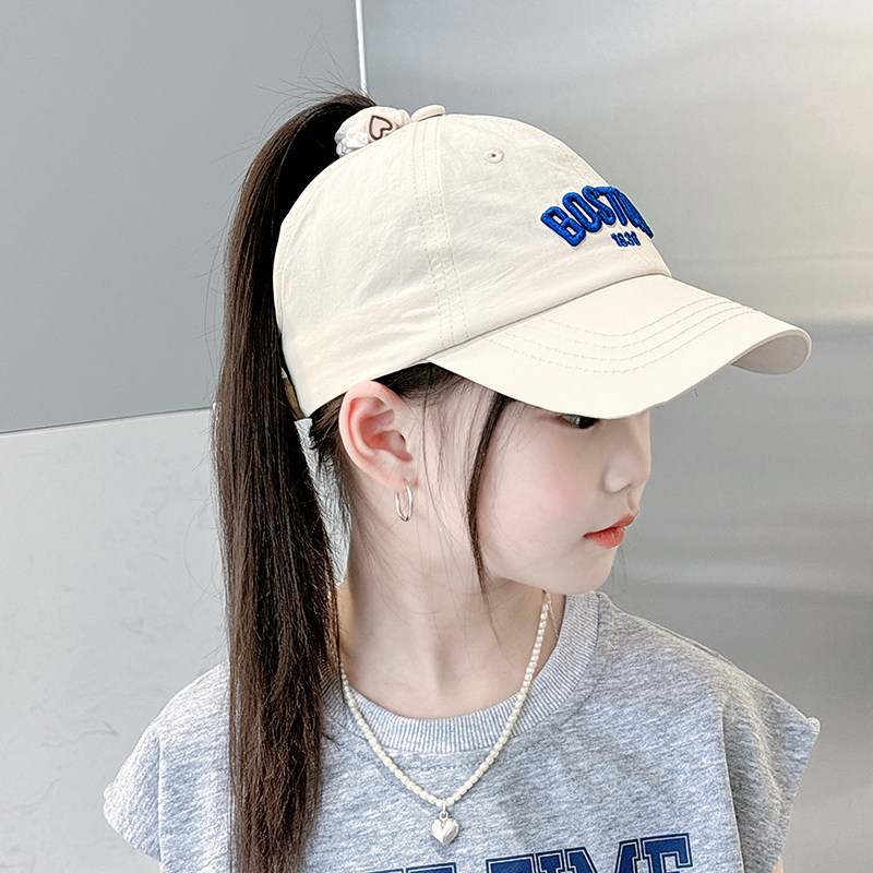 儿童帽子棒球女童可扎高马尾遮阳帽夏季防晒空顶鸭舌帽男宝太阳帽图片