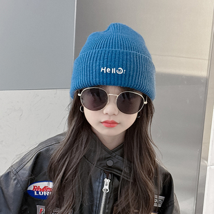 秋冬宝宝帽子防风保暖套头帽休闲百搭男女童护耳帽纯色毛线瓜皮帽