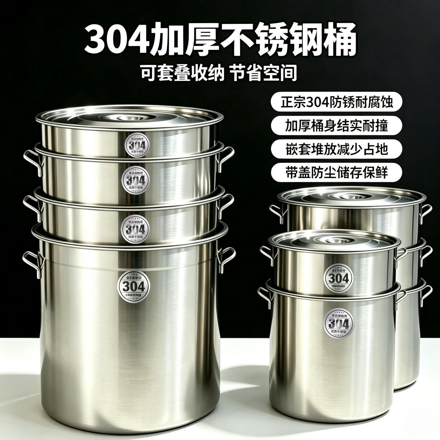 304食品级不锈钢桶商用