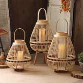 复古风灯落地烛台带腿烛光晚餐氛围感样板间橱窗茶室别墅装 饰摆件