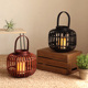 竹编手提风灯家居桌面浪漫氛围灯咖啡厅餐厅装 饰烛台古朴风格 灯笼
