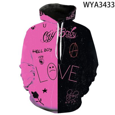 说唱歌手 利尔. 皮普 Lil Peep  3D数码印花连帽卫衣  可来图起订