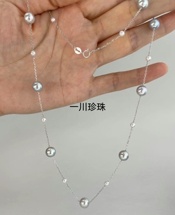 日本海水真多麻满天星项链18K金珍珠颈饰一款多戴白珠彩凛锁骨链