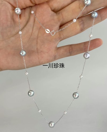 日本海水真多麻满天星项链18K金珍珠颈饰一款多戴白珠彩凛锁骨链