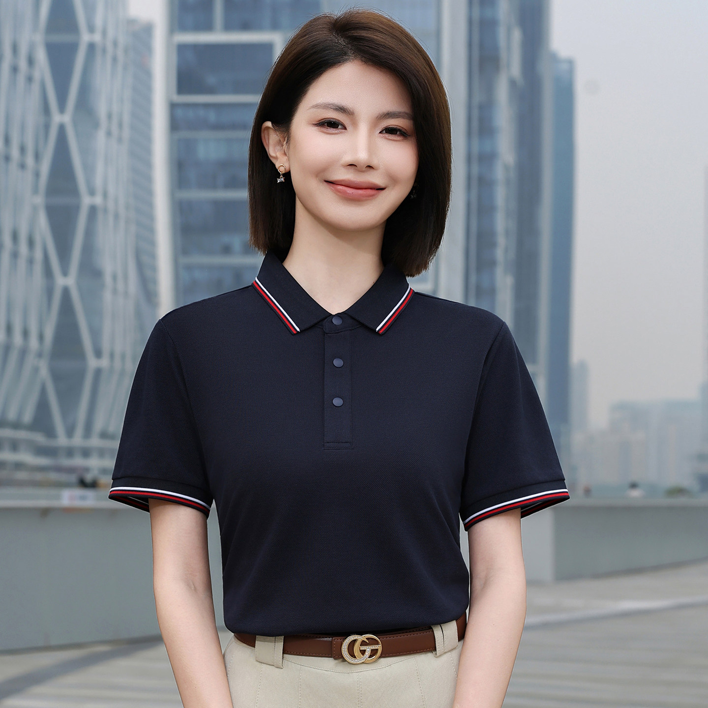 70%棉夏天工作服定制t恤短袖图片