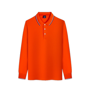 翻领polo衫长袖工作服t恤衫定制logo酒店餐饮服务员工衣服印绣字