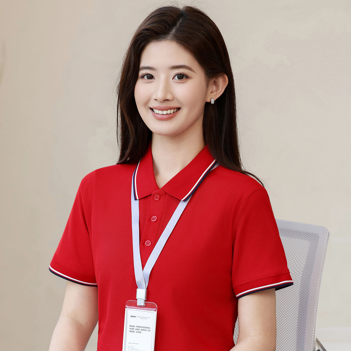 红色翻领POLO衫女同学聚会比赛团体t恤广告文化衫工作服定制logo