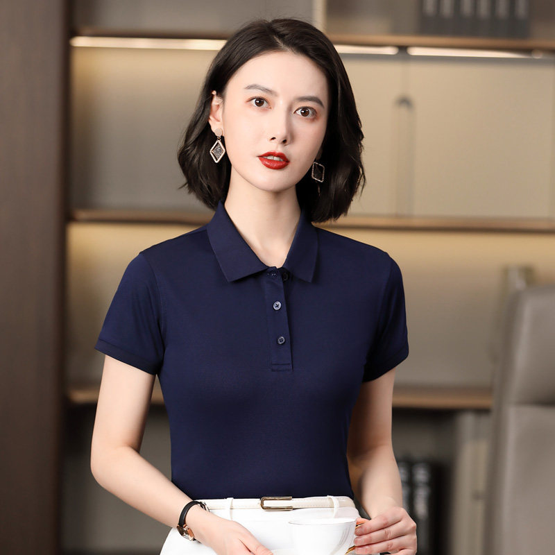 有翻领POLO衫女短袖工作服印LOGO图片