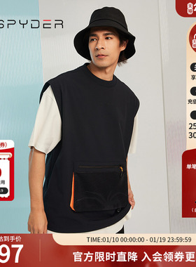 SPYDER蜘蛛男子宽松撞色休闲运动抽绳网眼356 STYLE背心23CS445M