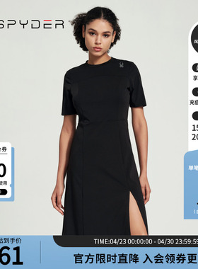 SPYDER蜘蛛春夏女URBAN LIFE舒适圆领收腰开叉休闲连衣裙24CS446W