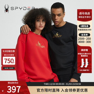 SPYDER蜘蛛秋冬男女款 LIFE新年休闲印花情侣圆领卫衣22CF311U SKI