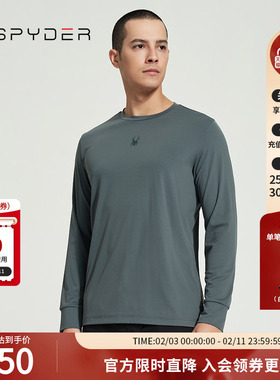 SPYDER春秋新品TRAINING圆领运动纯色长袖T恤训练上衣男24ES425M