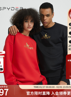 SPYDER蜘蛛秋冬男女款SKI LIFE新年休闲印花情侣圆领卫衣22CF311U
