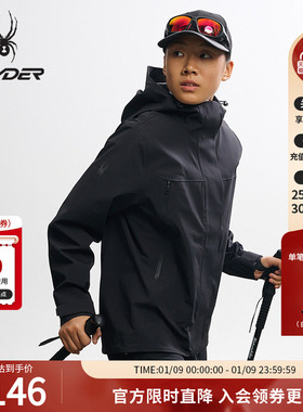SPYDER蜘蛛秋冬女防风防水耐磨户外3L硬壳连帽冲锋衣外套25MF104W
