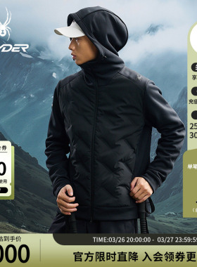 SPYDER蜘蛛男子SKI LIFE防风保暖外套鹅绒短款连帽羽绒服25EF229M