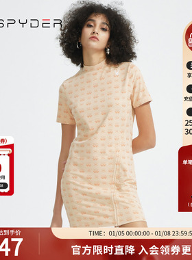 SPYDER蜘蛛女子356 STYLE修身印花显瘦圆领T恤裙连衣裙22CS414W