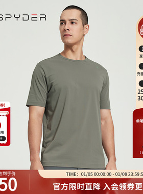 SPYDER蜘蛛春夏男TRAINING日常休闲纯色透气圆领短袖T恤24ES485M