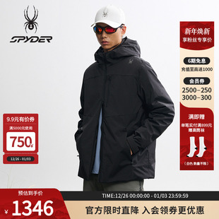 SPYDER蜘蛛秋冬男子防风防泼水透湿连帽棉服运动保暖外套25MF247M