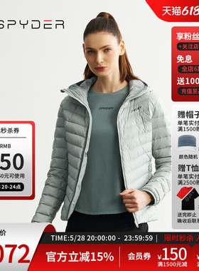 SPYDER蜘蛛秋冬女MOUNTAIN LIFE保暖短款排骨连帽羽绒服24MR204W