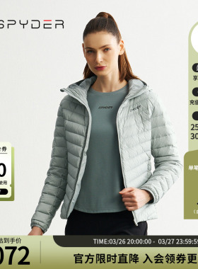 SPYDER蜘蛛秋冬女MOUNTAIN LIFE保暖短款排骨连帽羽绒服24MR204W