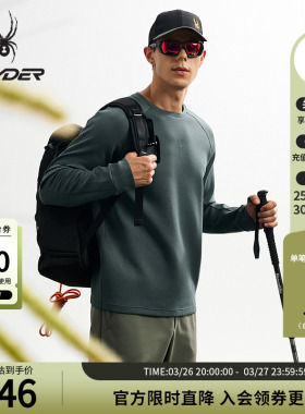 SPYDER蜘蛛秋冬男舒适亲肤透气保暖休闲运动长袖圆领T恤25MF409M