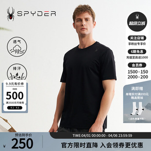SPYDER蜘蛛春夏男TRAINING运动休闲修身 T恤24ES485M 纯色圆领短袖