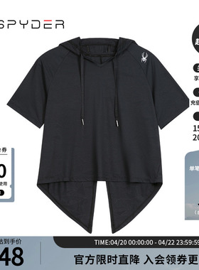 SPYDER蜘蛛春夏女TRAINING宽松舒适休闲运动短袖连帽T恤24CS440W