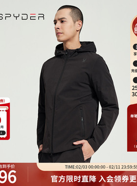SPYDER新品男子TRAINING春季休闲运动连帽拉链外套夹克24MS111M