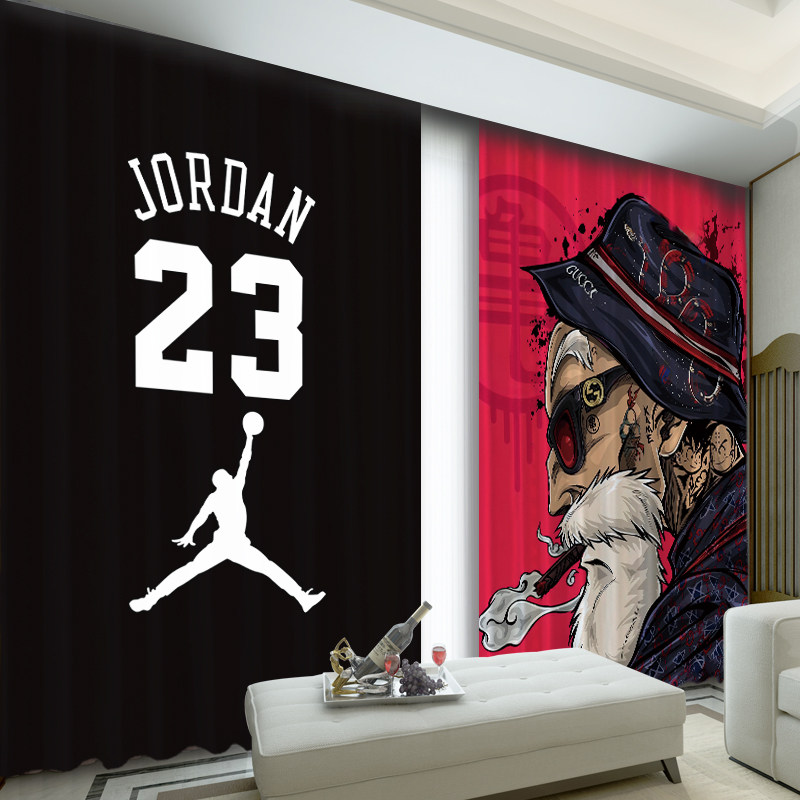 潮图网红免打孔安装遮光布窗帘