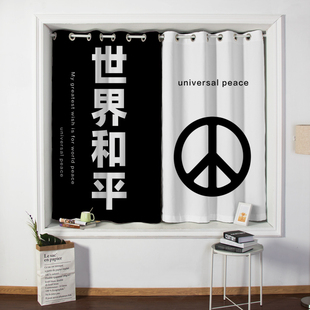 黑色工作室潮牌工业风成品窗帘家用卧室客厅北欧风飘窗定制遮光布