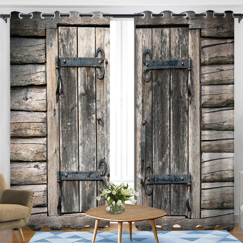 简约复古遮光布木门窗帘