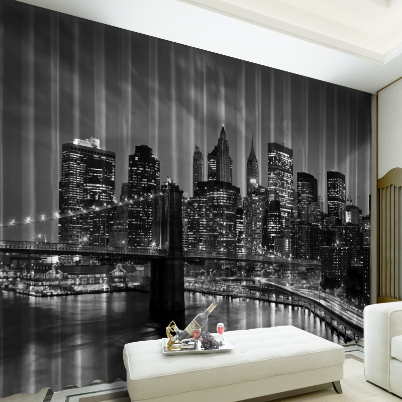 欧美风城市夜景客栈定制遮光布