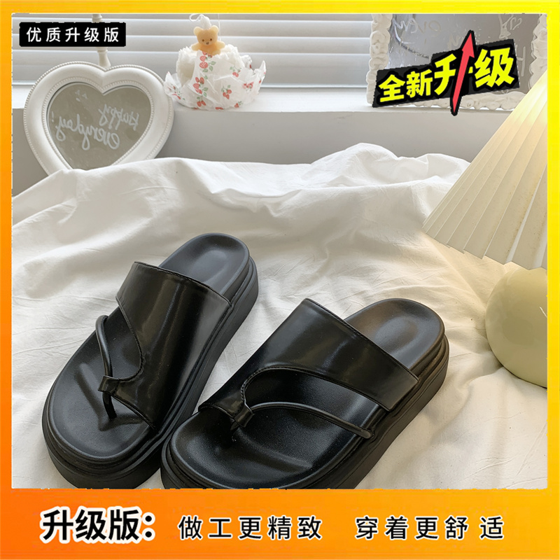 色银厚底搭夹趾拖鞋女夏4季外穿202新款百网红83486小众软底沙滩