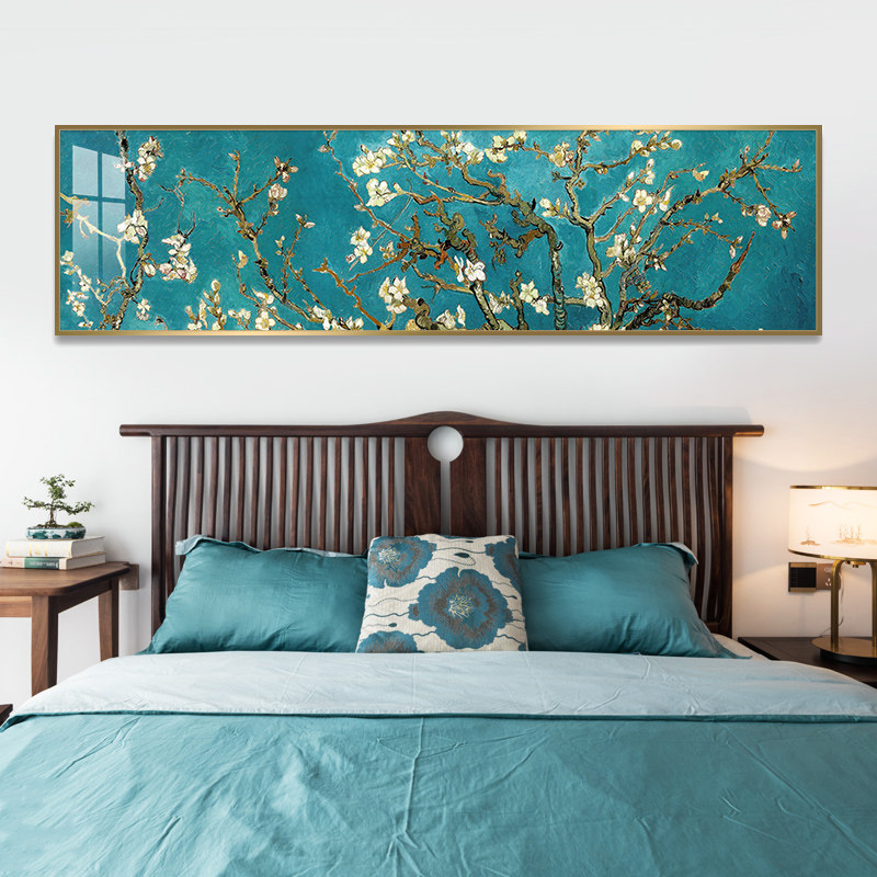 杏花梵高世界名画装饰画床头卧室挂画丰收星空横幅壁画现代简约