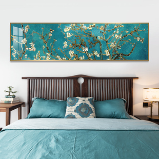 杏花梵高世界名画装饰画床头卧室挂画丰收星空横幅壁画现代简约