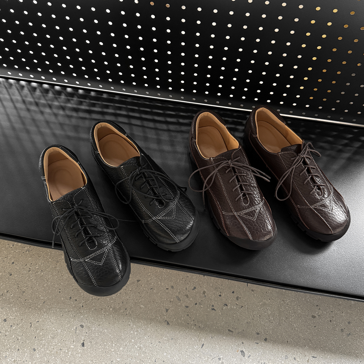 一三良品秋冬真皮芭蕾风德训鞋软底系带软皮百搭休闲阿甘鞋小码34