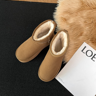 一三良品厚底内增高加绒加厚小码33雪地靴女保暖短靴仿皮毛一体鞋