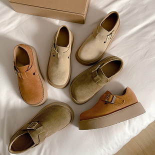 女2025加绒冬轻便百搭休闲单鞋 一三良品新款 内增高7.5厚底勃肯鞋