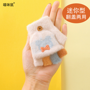 婴儿手套冬季保暖0-2岁男宝宝爬行半指翻盖分指露五指女孩幼儿童