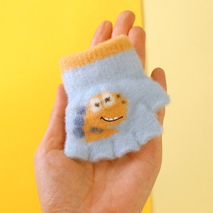 0-2岁小宝宝手套秋冬季保暖半指露指婴儿爬行可爱1-3岁幼儿童加绒