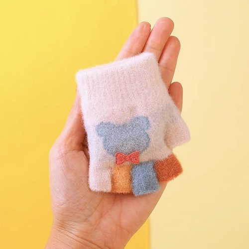 婴儿手套秋冬季保暖0-2岁男宝宝爬行五指半指分指女孩幼儿童可爱