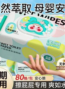 兰家湿厕纸孕期专用女生经期男用私处清洁家庭装加大加厚屁屁清洁