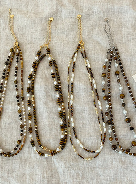 美拉德虎眼石珍珠项链女秋冬新款