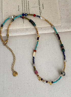 新中式水晶天然石串珠项链女复古