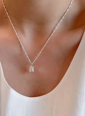 百搭透明小方糖吊坠项链精致轻奢