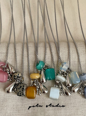 ins天然石葡萄串水滴流苏吊坠长