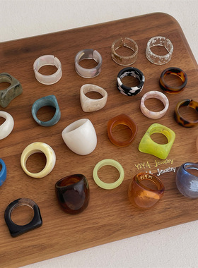 夸张独特切割面树脂晕染戒指女in