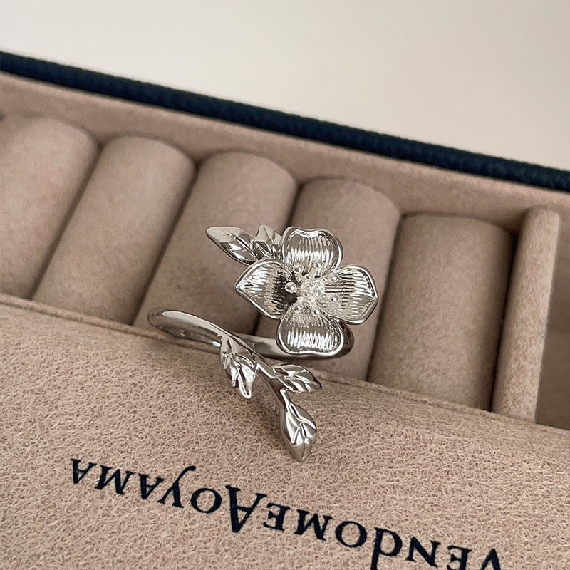 肌理感金属花朵戒指女冷淡风小众