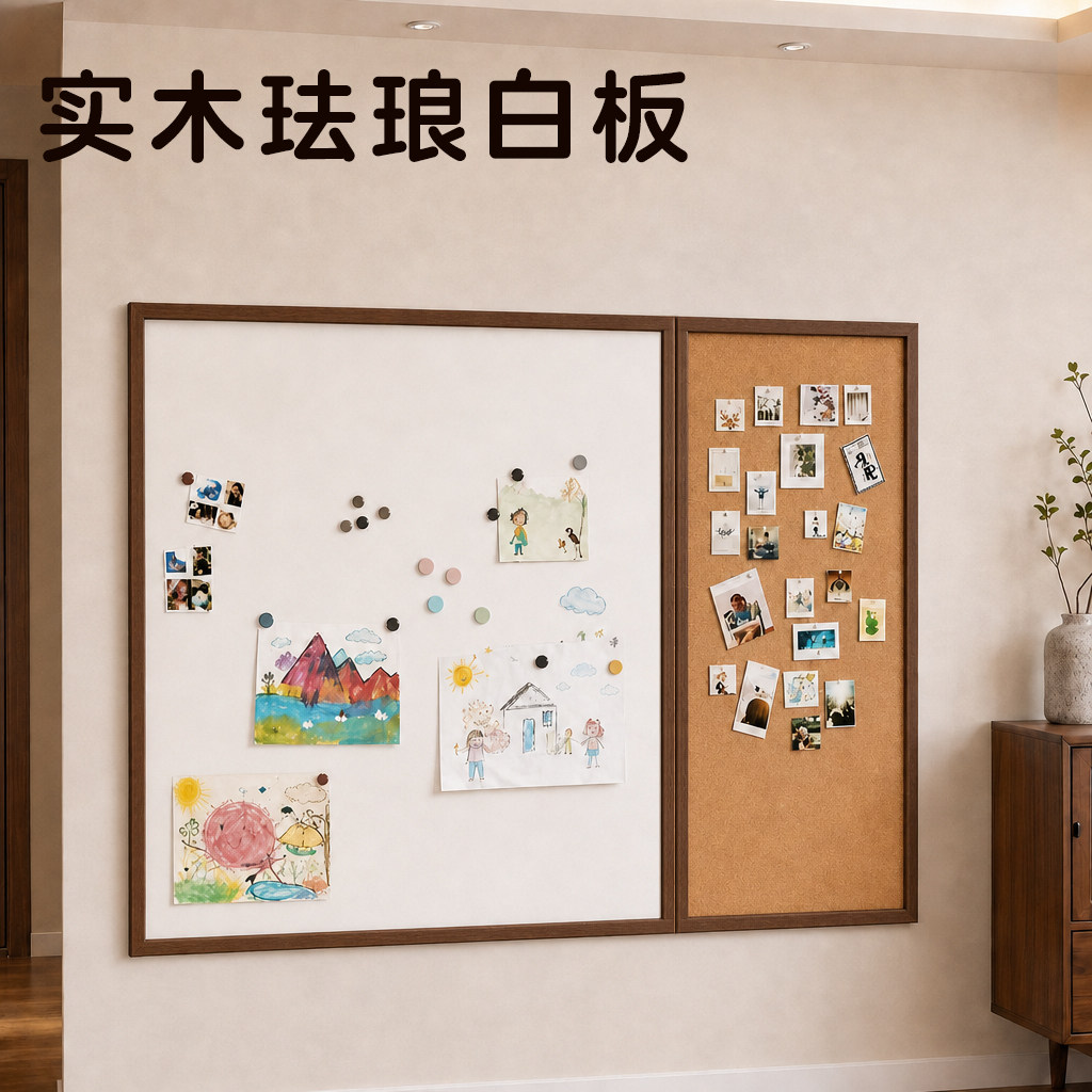 【北欧实木】O异味磁吸珐琅白板