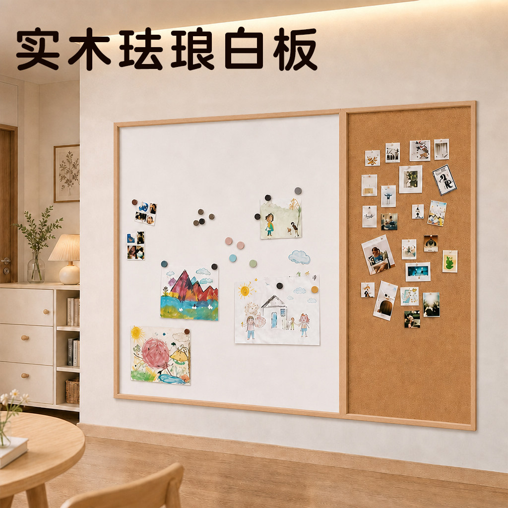 【北欧实木】O异味磁吸珐琅白板